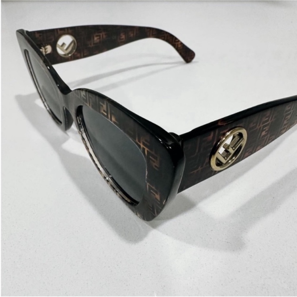 Fendi Women's Cat-Eye Sunglasses - Black and Brown - Picture 3 of 13